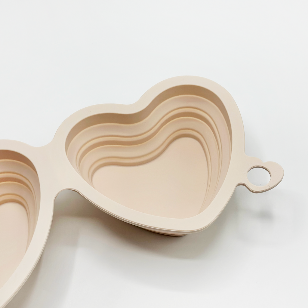 Gamelle pliable en forme de cœur - rose