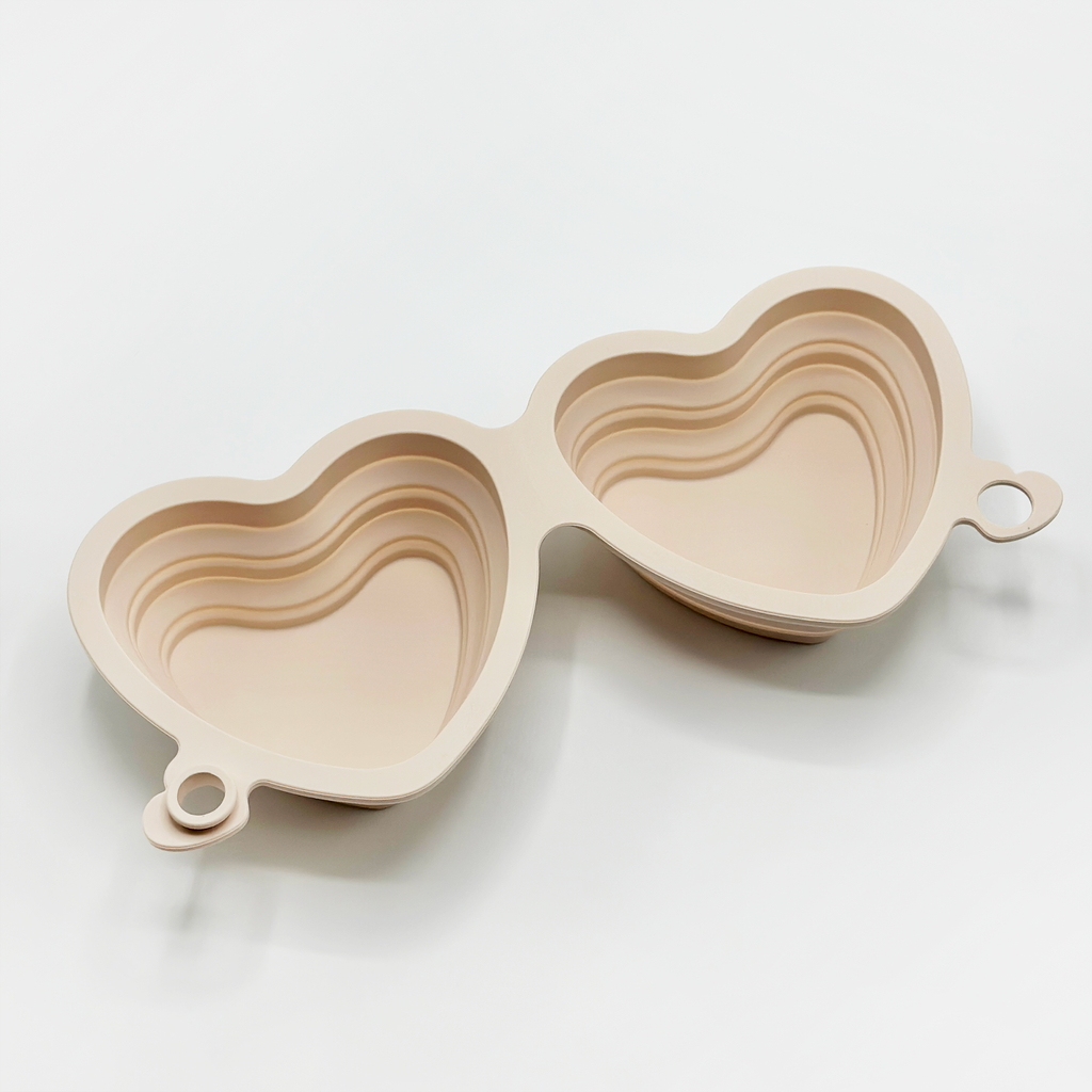 Gamelle pliable en forme de cœur - rose