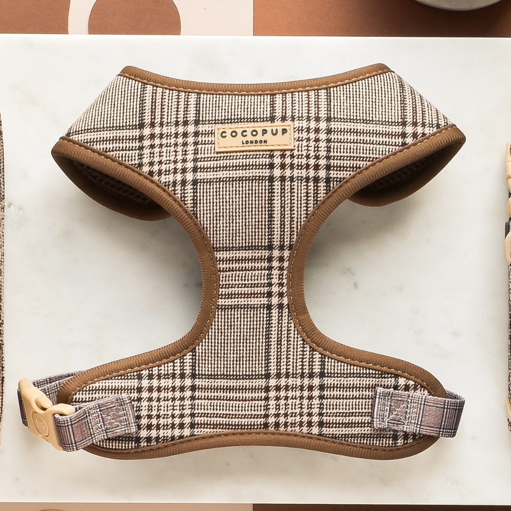 Harnais réglable COCOPUP LONDON pour chien Pup Plaid à motif tartan