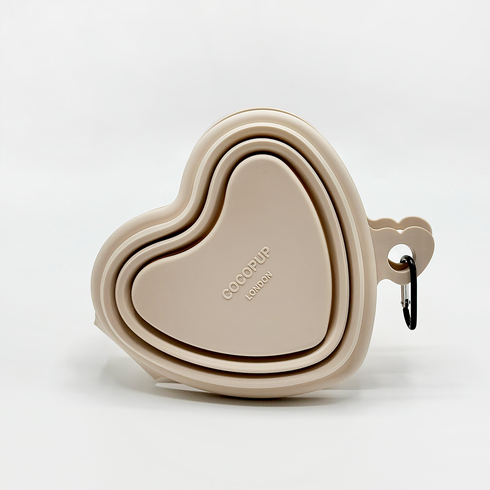 Gamelle pliable en forme de cœur - rose